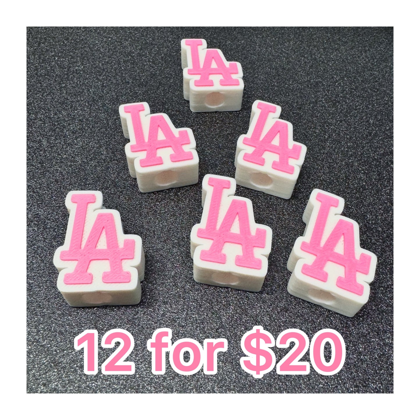 12 PCS PINK LA DODGERS STRAW DECORATIONS - SPORTS