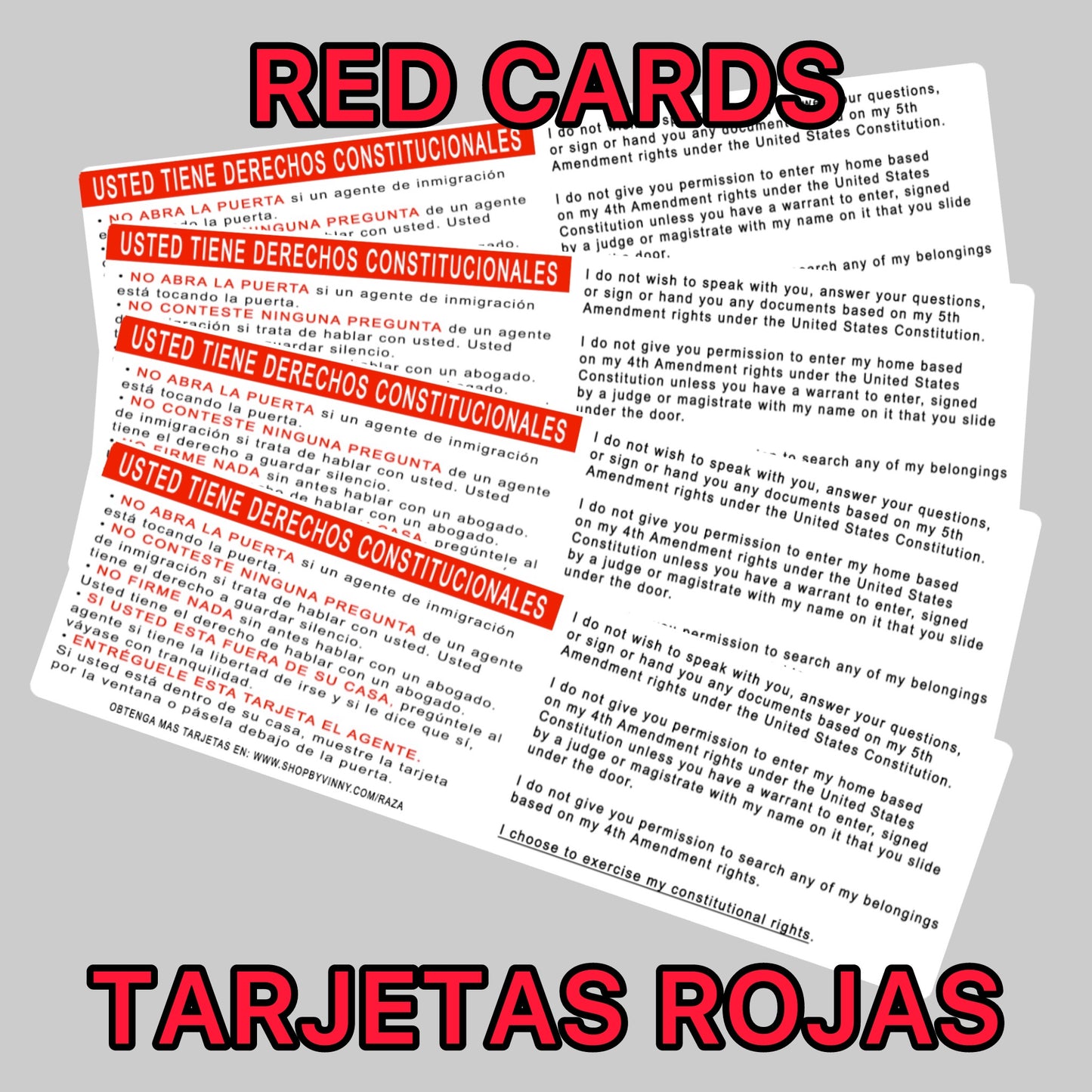 RED CARDS / TARJETA DE DERECHOS