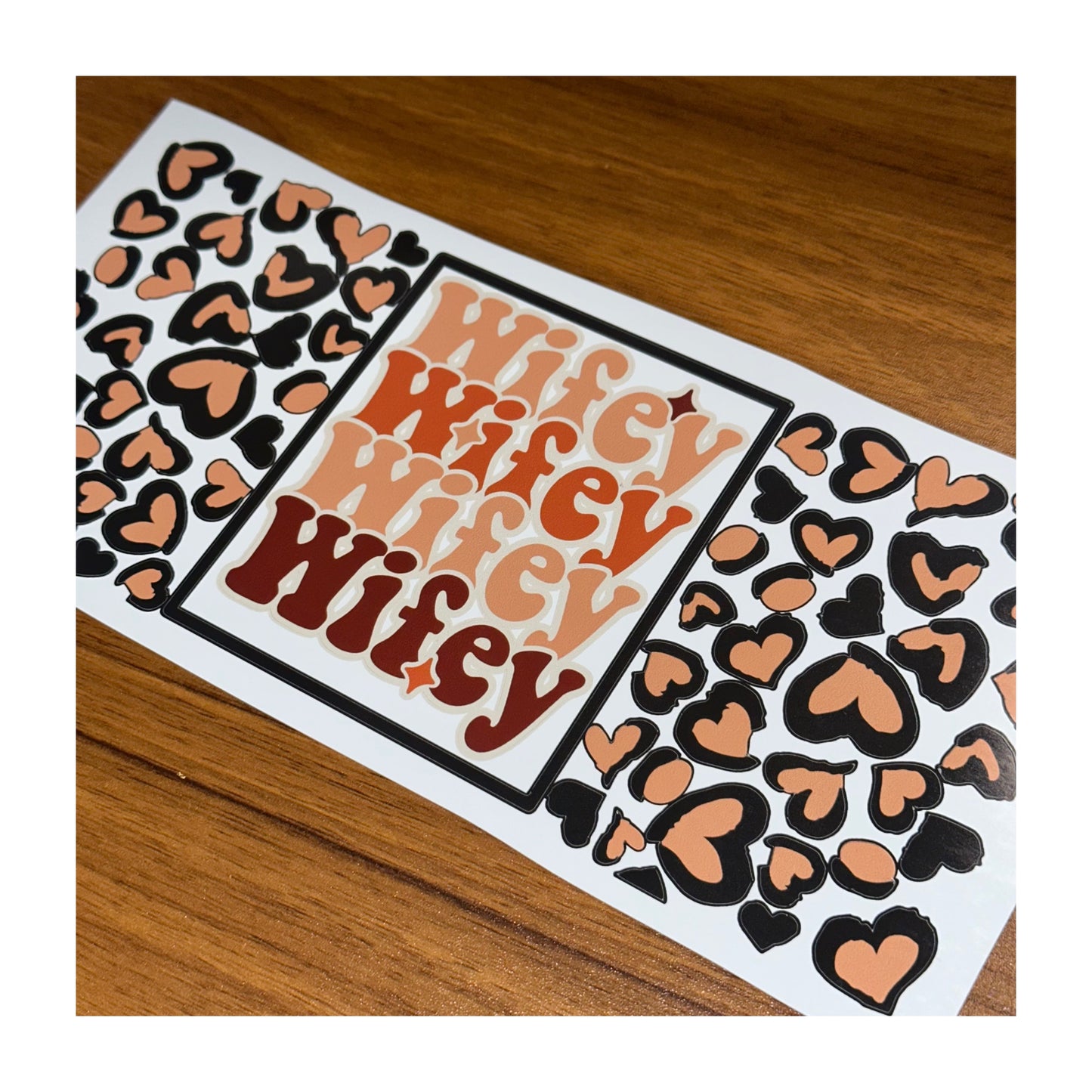 Wifey Leopard - 16oz Glass Beer Can Wrap - Printable Vinyl