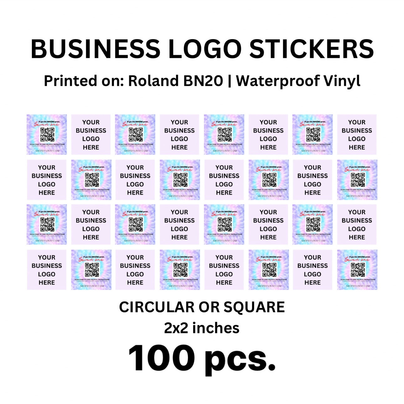 2x2.26 Sticker 100 Business Logo Stickers (2x2 inches) – SHOP BY VINNY LLC