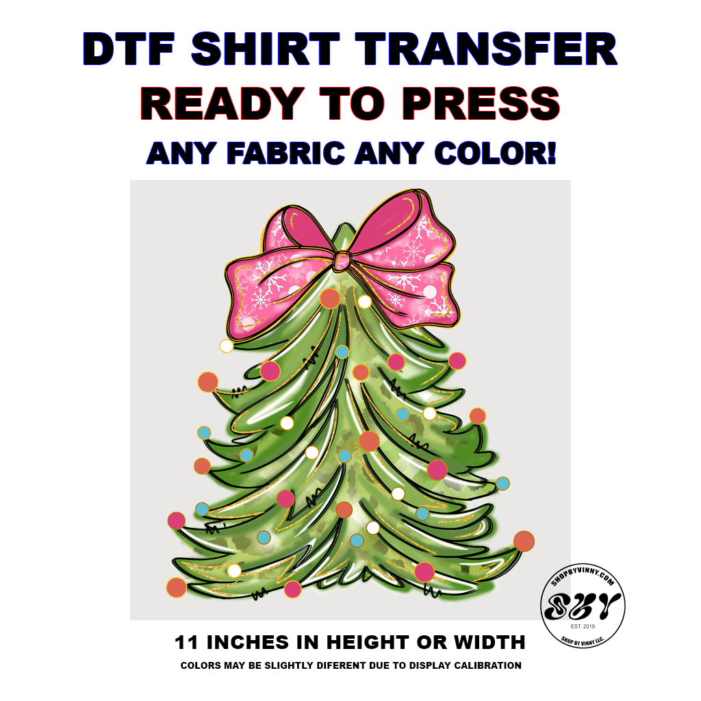 339 CHRISTMAS TREE PINK RIBBON - DTF