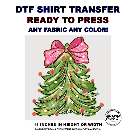 339 CHRISTMAS TREE PINK RIBBON - DTF