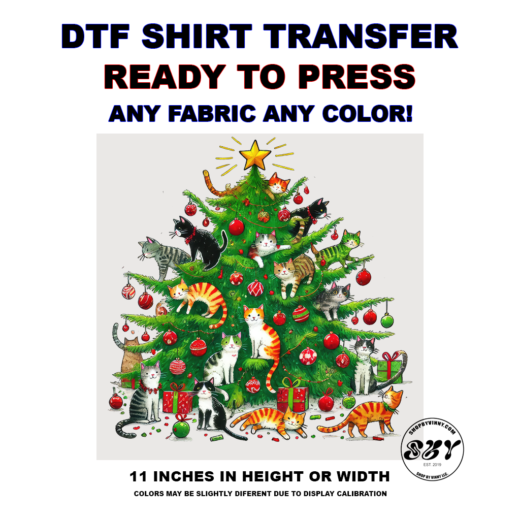 338 CAT CHRISTMAS TREE - DTF