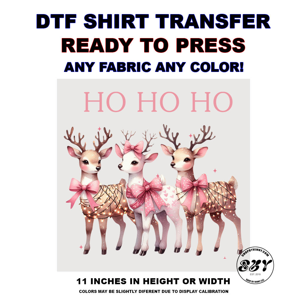 334 REINDEER WITH PINK RIBBON COQUETTE - DTF