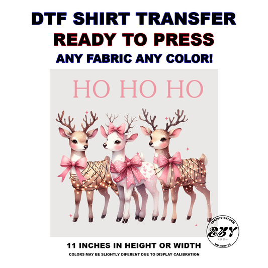 334 REINDEER WITH PINK RIBBON COQUETTE - DTF