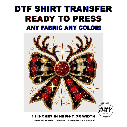 332 CHRISTMAS RIBBON COQUETTE REINDEER - DTF