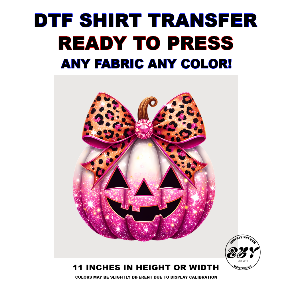 278 PINK PUMPKIN FAKE GLITTER PRINT - DTF