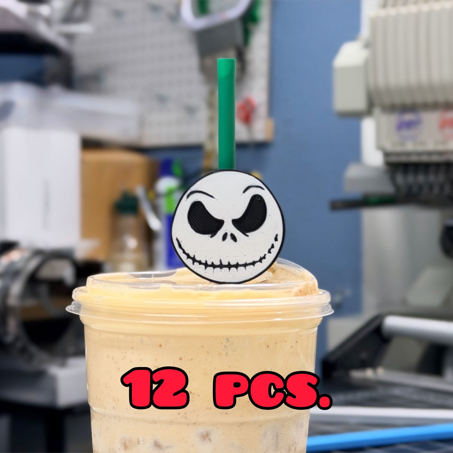 12 PCS JACK THE SKELETON STRAW TOPPER- HALLOWEEN