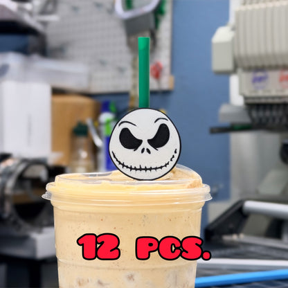 12 PCS JACK THE SKELETON STRAW TOPPER- HALLOWEEN