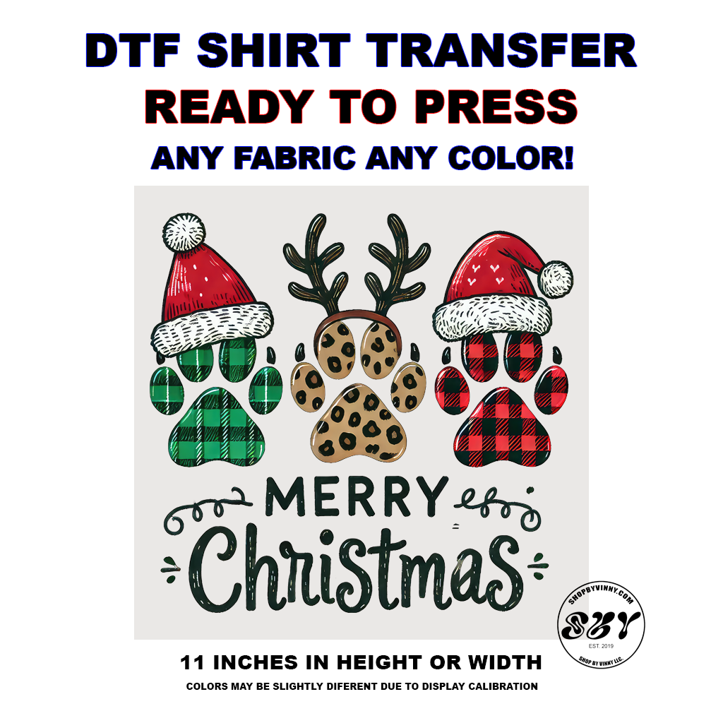 319 MERRY CHRISTMAS DOG PAWS - DTF