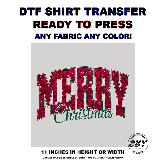 318 MERRY CHRISTMAS FAKE GLITTER PRINT - DTF