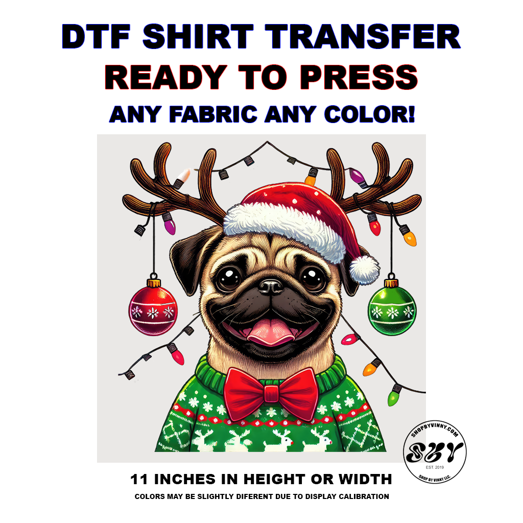 312 JOLLY PUG REINDEER - DTF