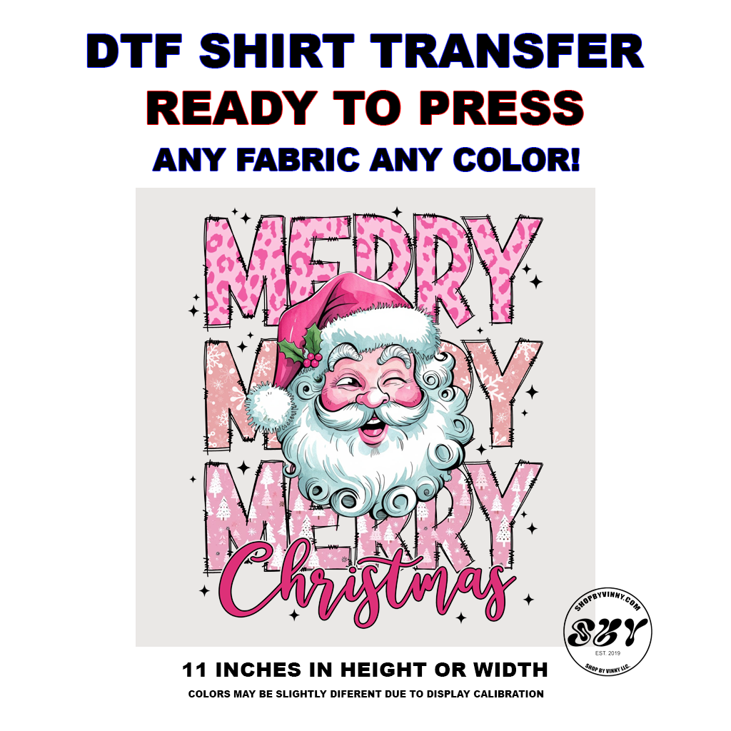 307 PINK SANTA MERRY CHRISTMAS - DTF