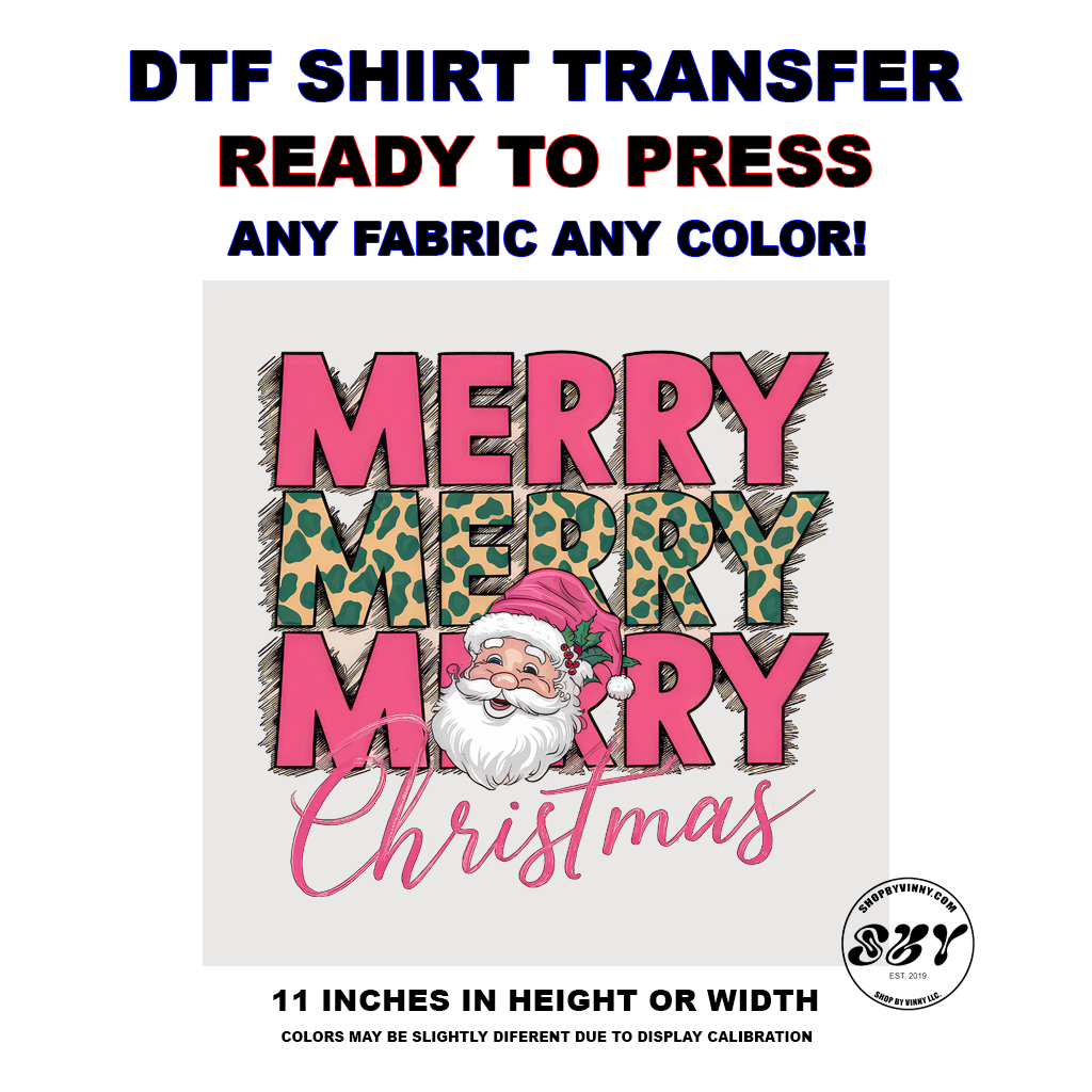 308 PINK SANTA MERRY CHRISTMAS - DTF