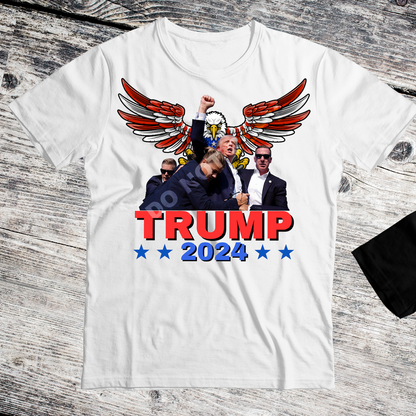 TRUMP SHOOTING RALLY SHIRT (BLACK OR WHITE SHIRT)