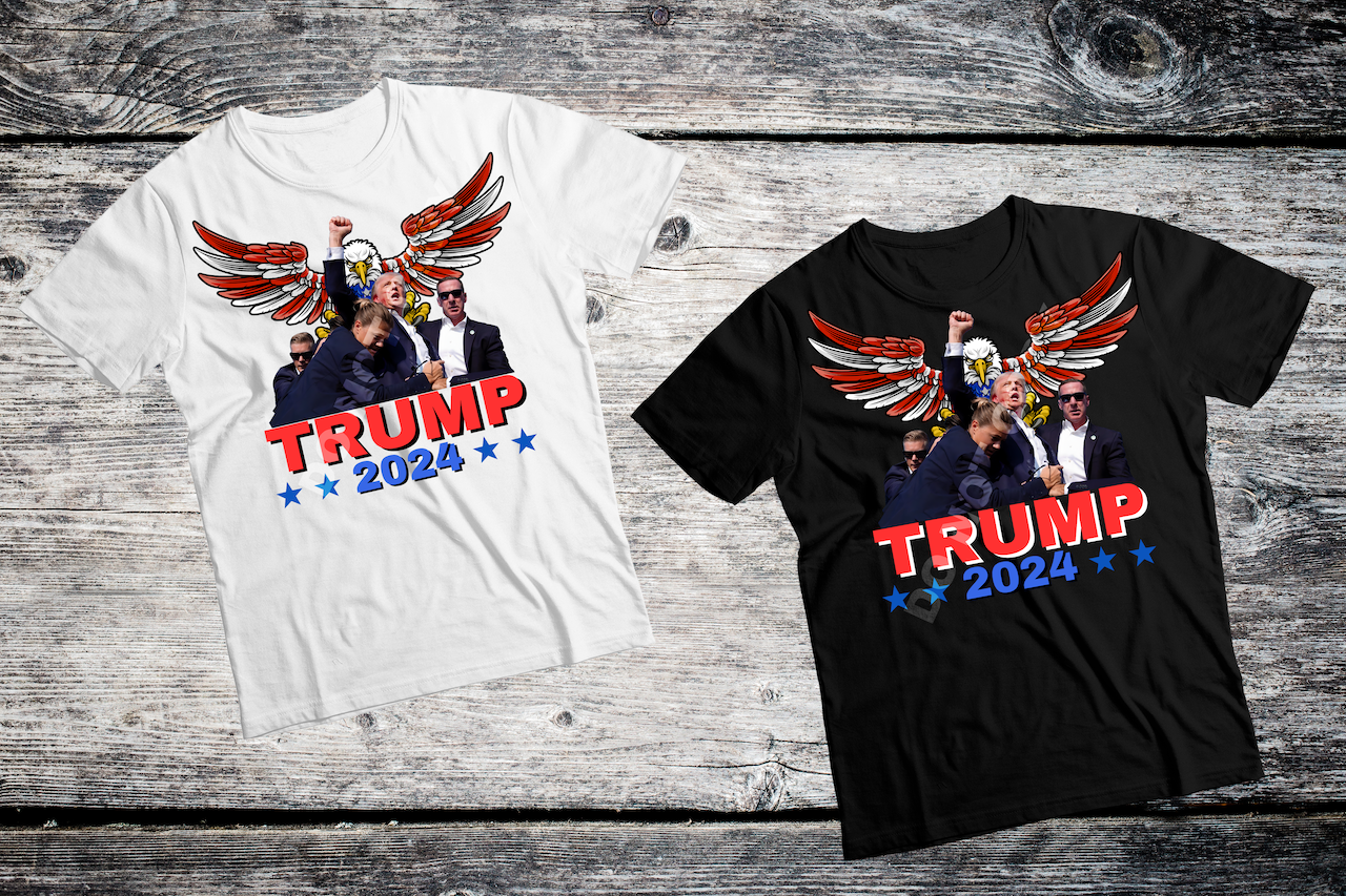 TRUMP SHOOTING RALLY SHIRT (BLACK OR WHITE SHIRT)