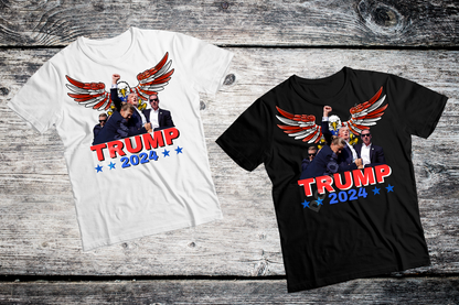 TRUMP SHOOTING RALLY SHIRT (BLACK OR WHITE SHIRT)