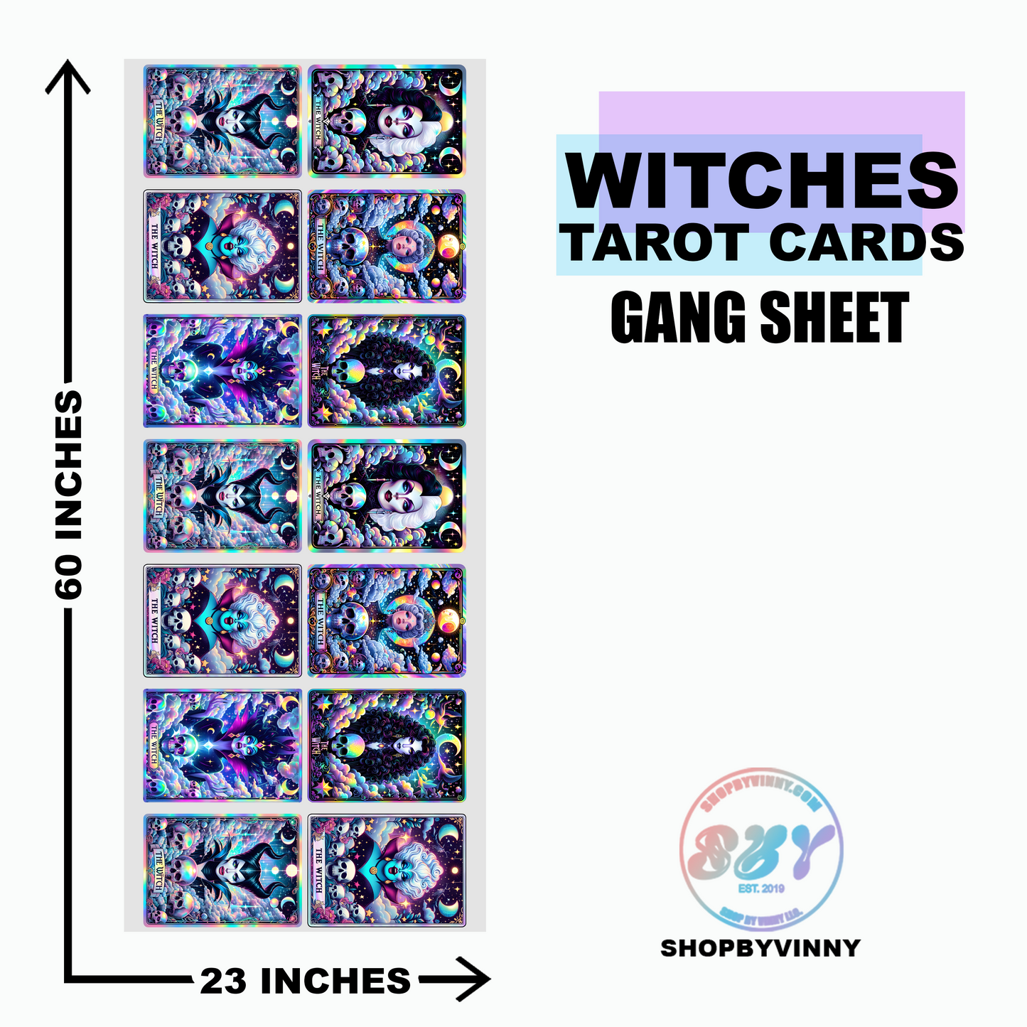 VILLAIN WITCHES TAROT CARDS - READY TO SHIP - DTF GANG SHEET