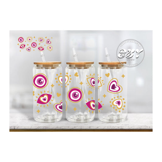 EYE HEART UV DTF - Libbey Glass Cup