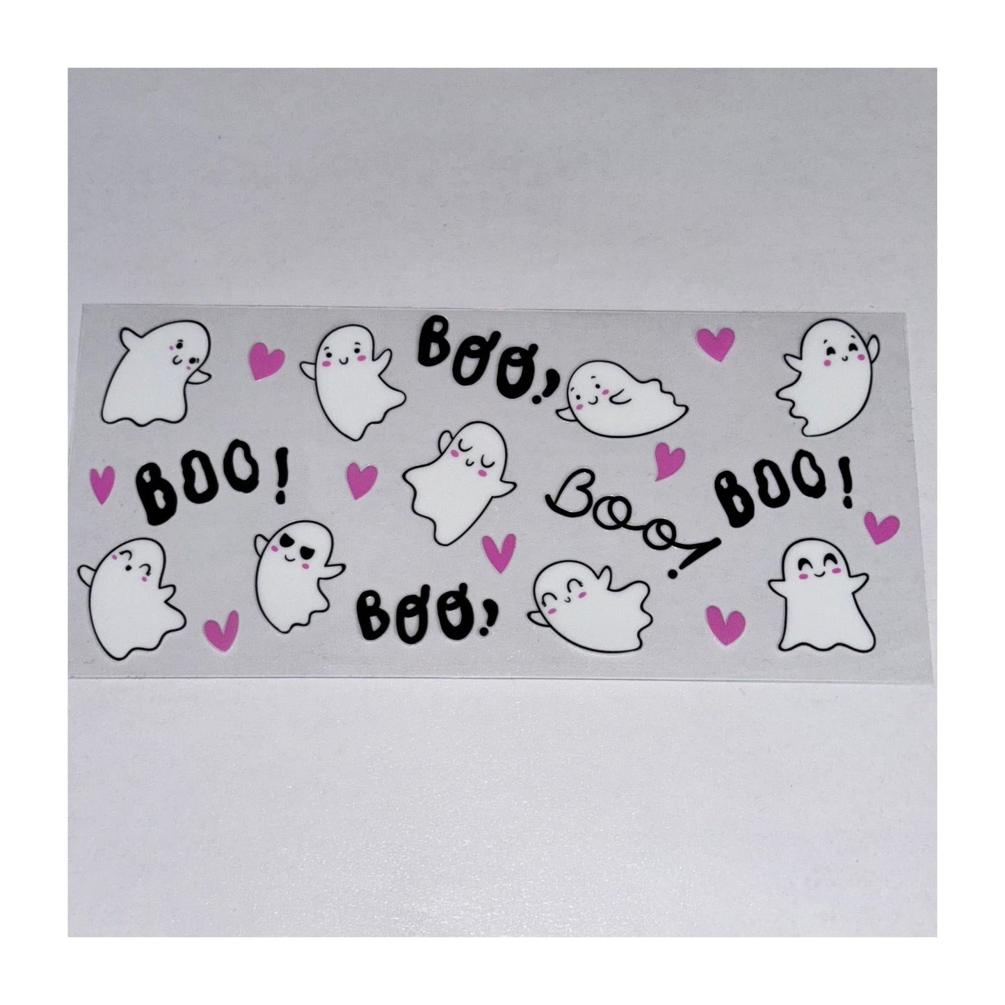 366  GHOST AND PINK HEARTS BOO  - UVDTF16OZ